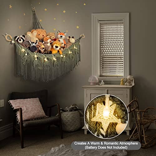 ANROYE Macrame Hammock para Peluches con Luz Estrellada, - Imagen 3