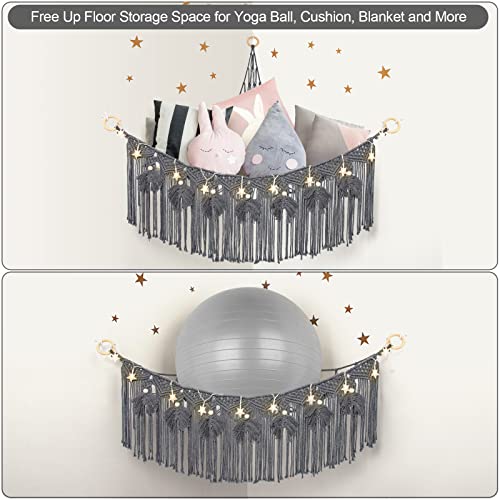 ANROYE Macrame Hammock para Peluches con Luz Estrellada, - Imagen 5