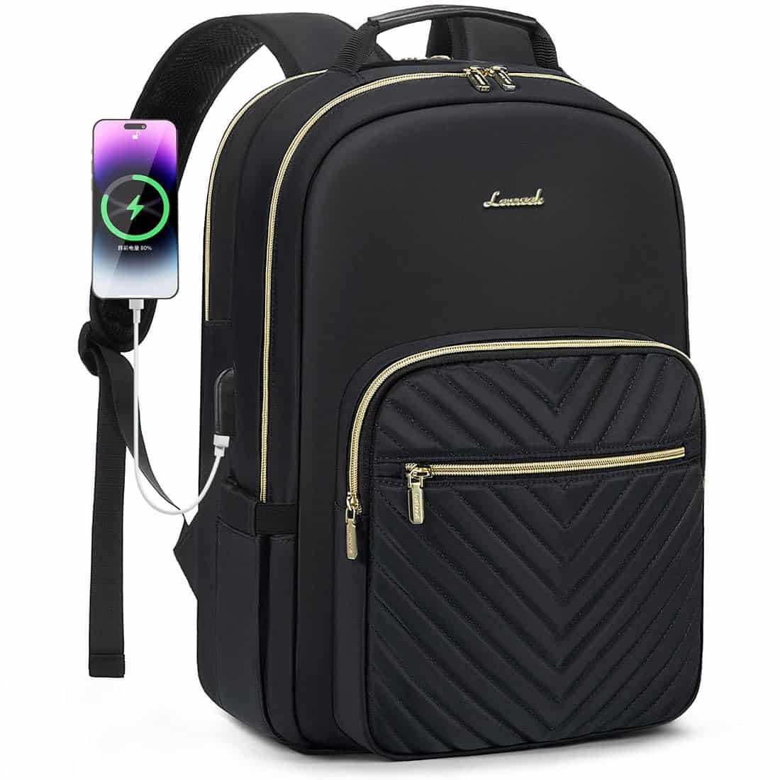 Mochila para Laptop LOVEVOOK Cuero de Imitación 18.4" Negro2