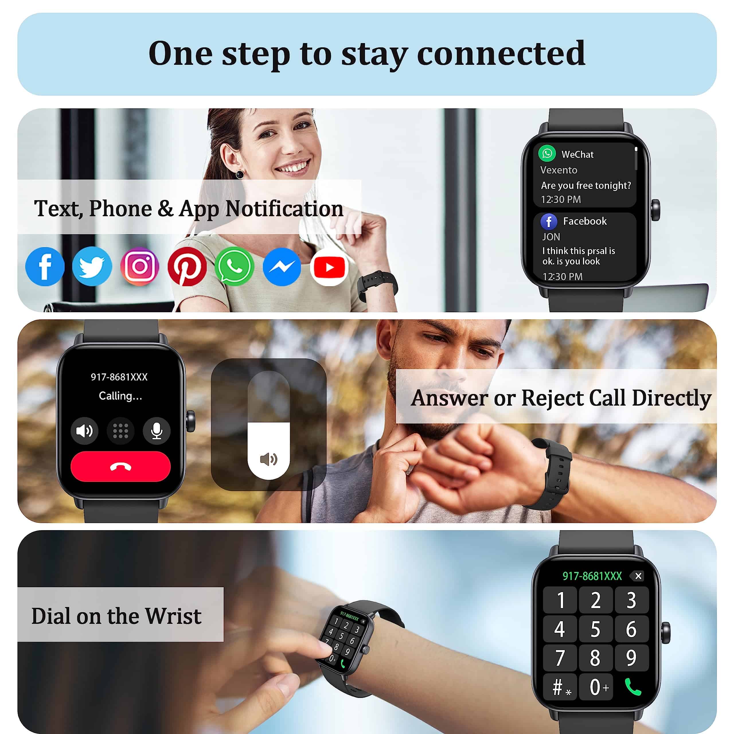 Smartwatch KALINCO para Mujeres y Hombres (Responder/Hacer - Image 4