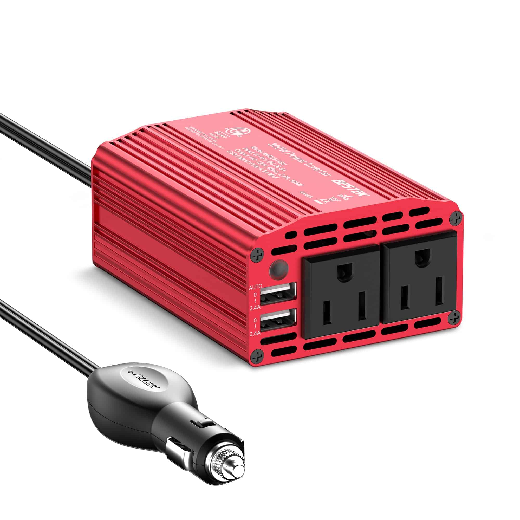 Inversor de Corriente BESTEK 300W DC 12V a 110V AC, para