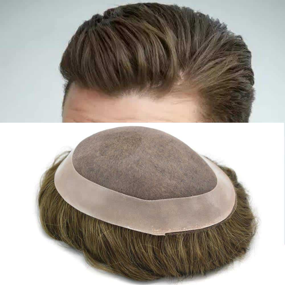 Tupé para Hombres de Cabello Humano, Base Duradera de Mono