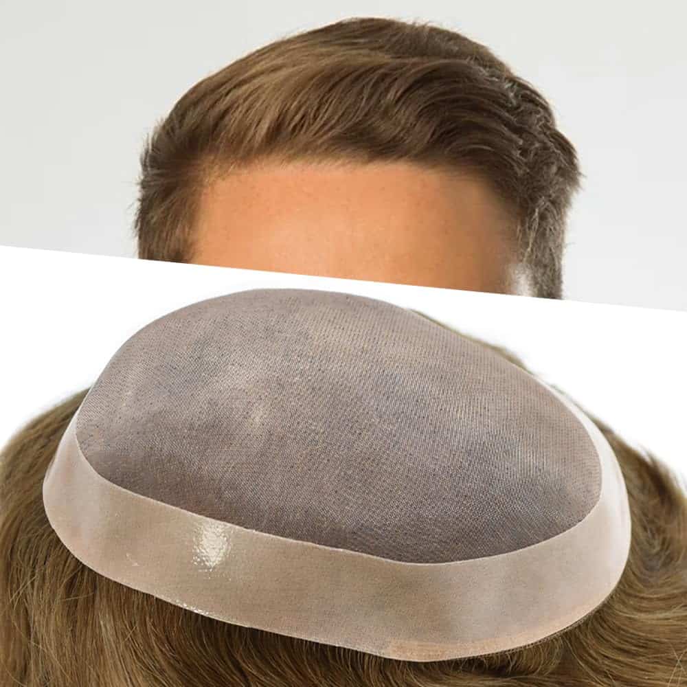Toupee para Hombres de Cabello Humano Mono Fino con