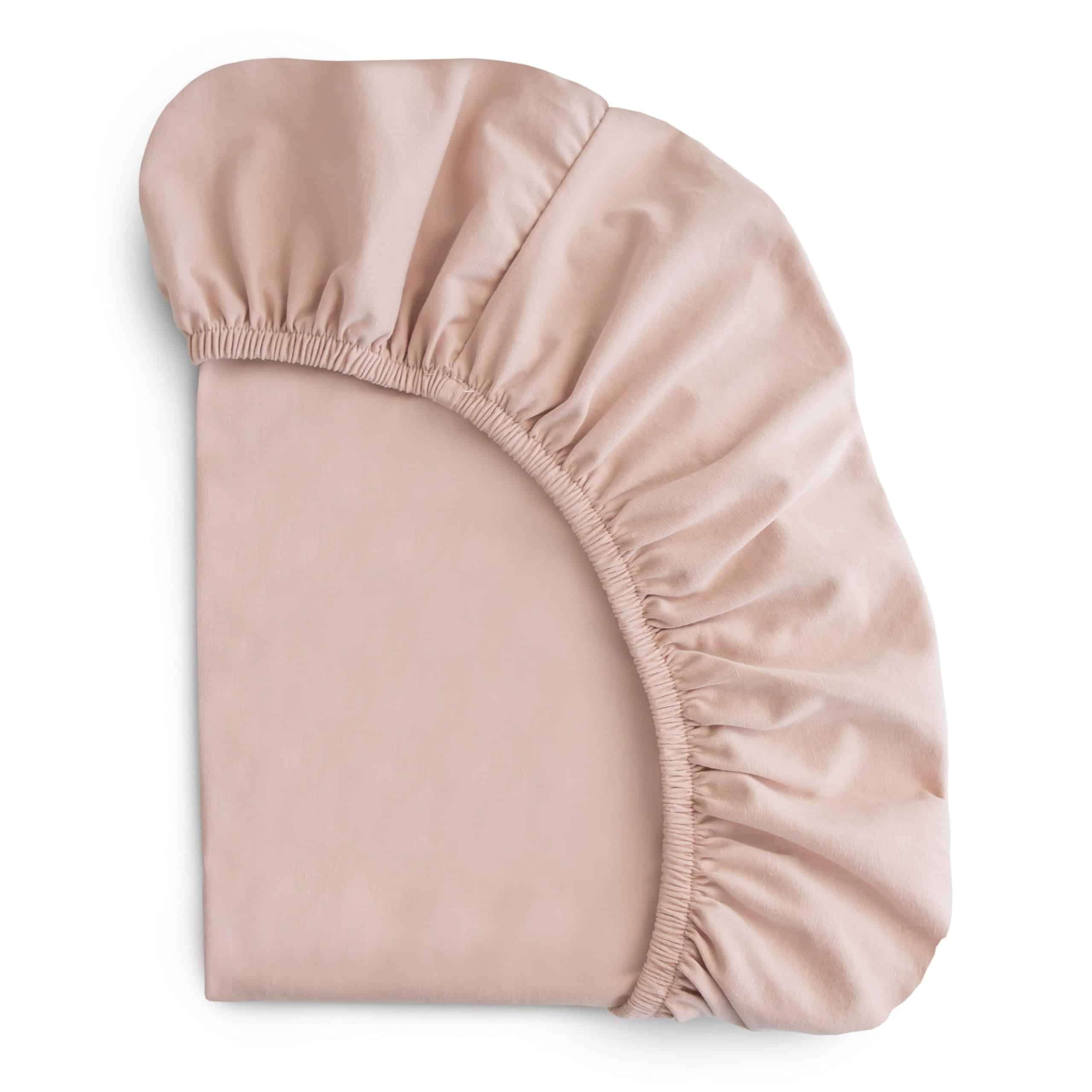 Sábana de cuna elástica y suave mushie | -" (Blush)