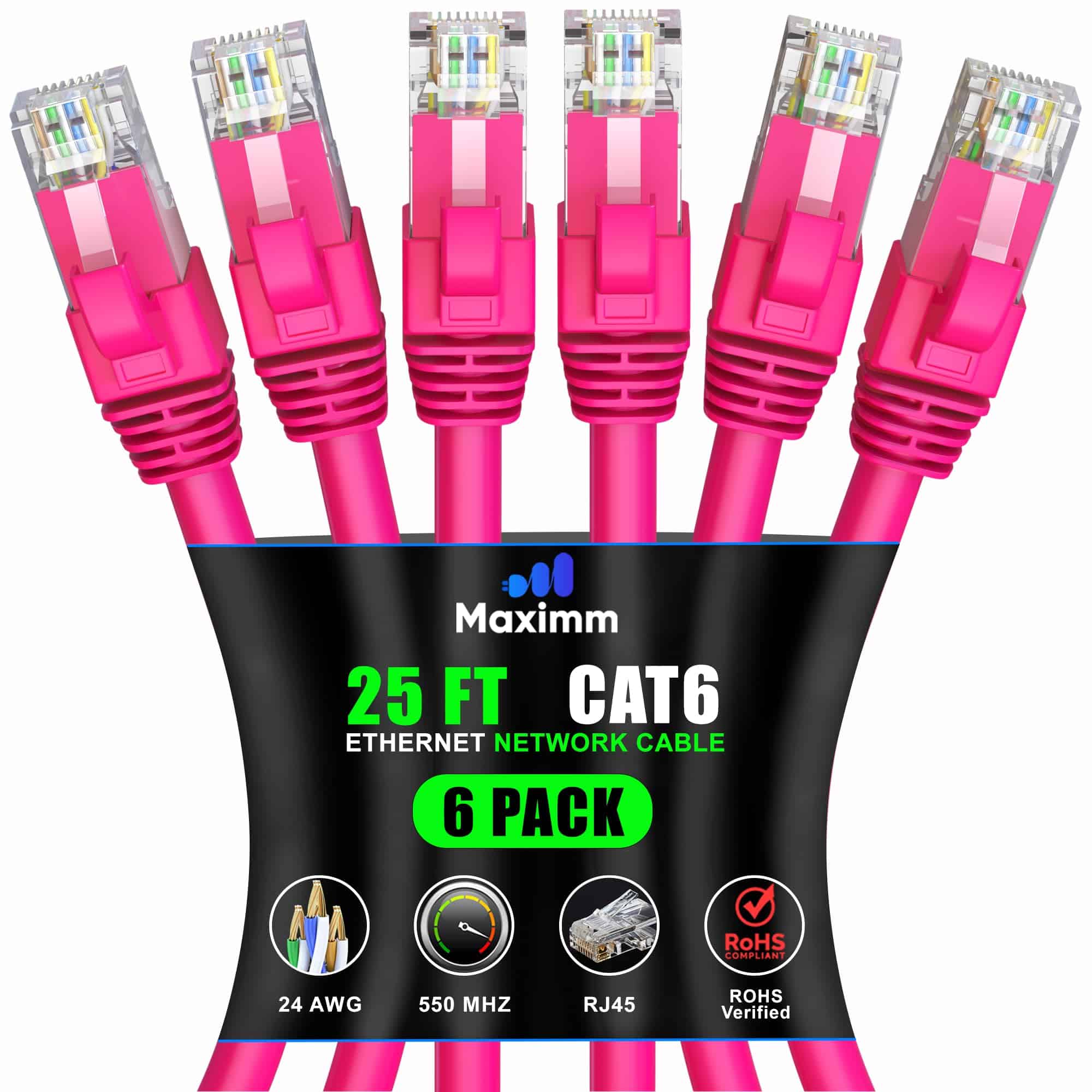 Cable Ethernet Cat 6 de 25 pies (paquete de 6) – Cable LAN