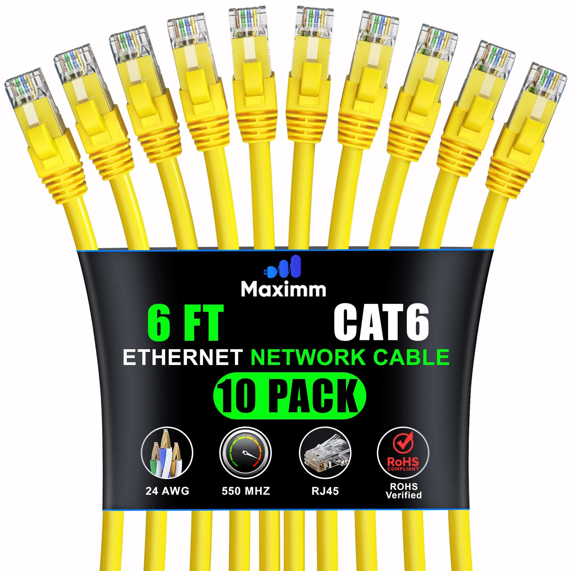 Cable Ethernet Cat 6 de 6 pies (paquete de 10) - Cable LAN