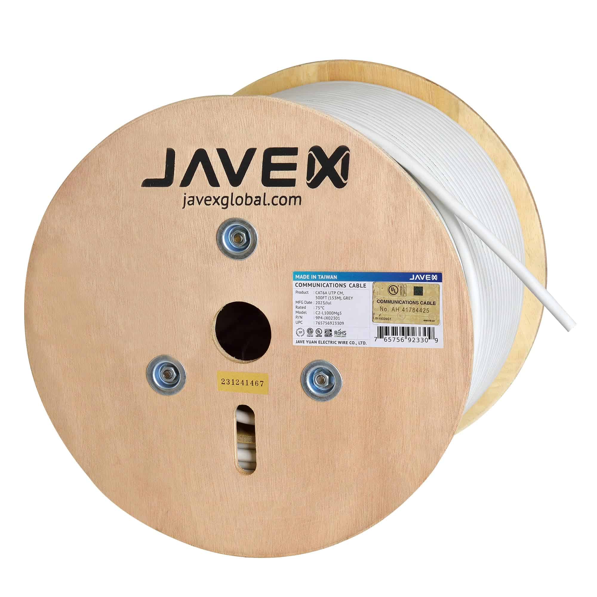 JAVEX 23AWG CAT6A UL CM In-Wall Rated [500FT, Cobre Puro]