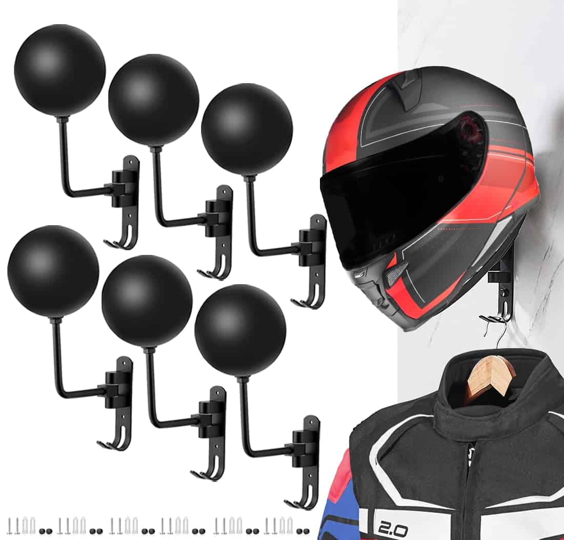 Soporte de pared para casco de motocicleta SANGMO 6 Pack
