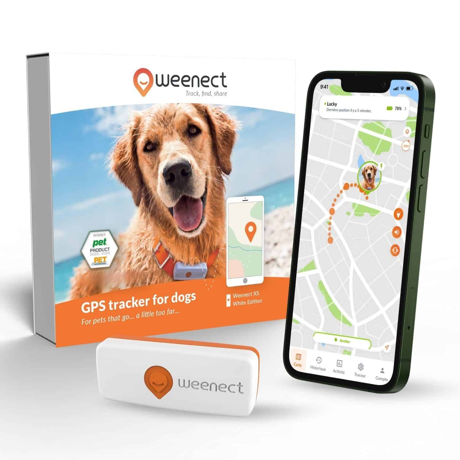 Weenect Dog XS – Nuevo Rastreador GPS -Blanco