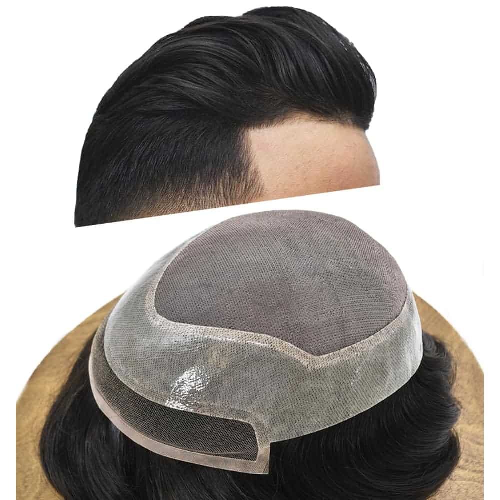 Toupee para Hombres Sistema de Cabello de Encaje Suizo para