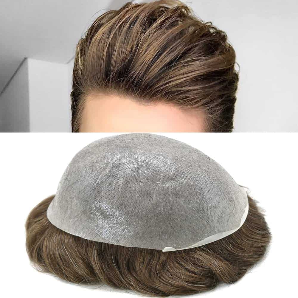 Toupee para Hombres Piel Ultra Delgada Toupee de Pelo