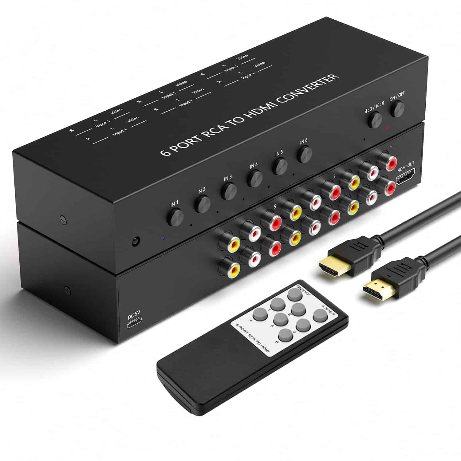 Conversor de 6 Vías RCA a HDMI ZUZONG 1080P/720P Adaptador