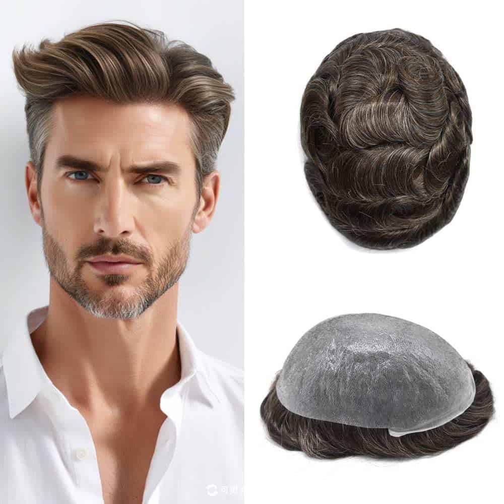 Tupé para Hombres de Piel Ultra Delgada con Pelo Humano