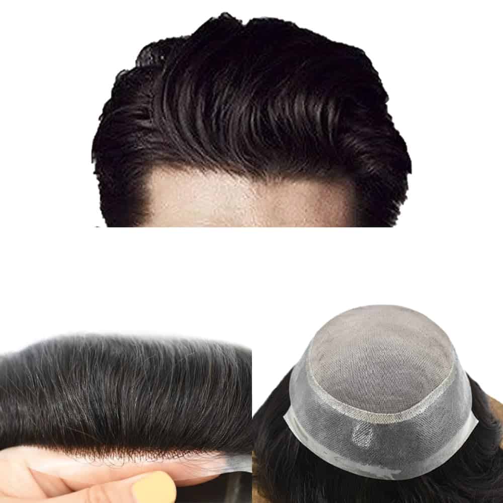 Tupa de Hombre Sistema de Cabello Repuesto Peluca de Hombre