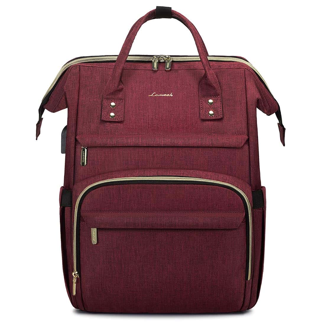 Mochila para Laptop LOVEVOOK de 18" con Puerto USB Rojo Vino