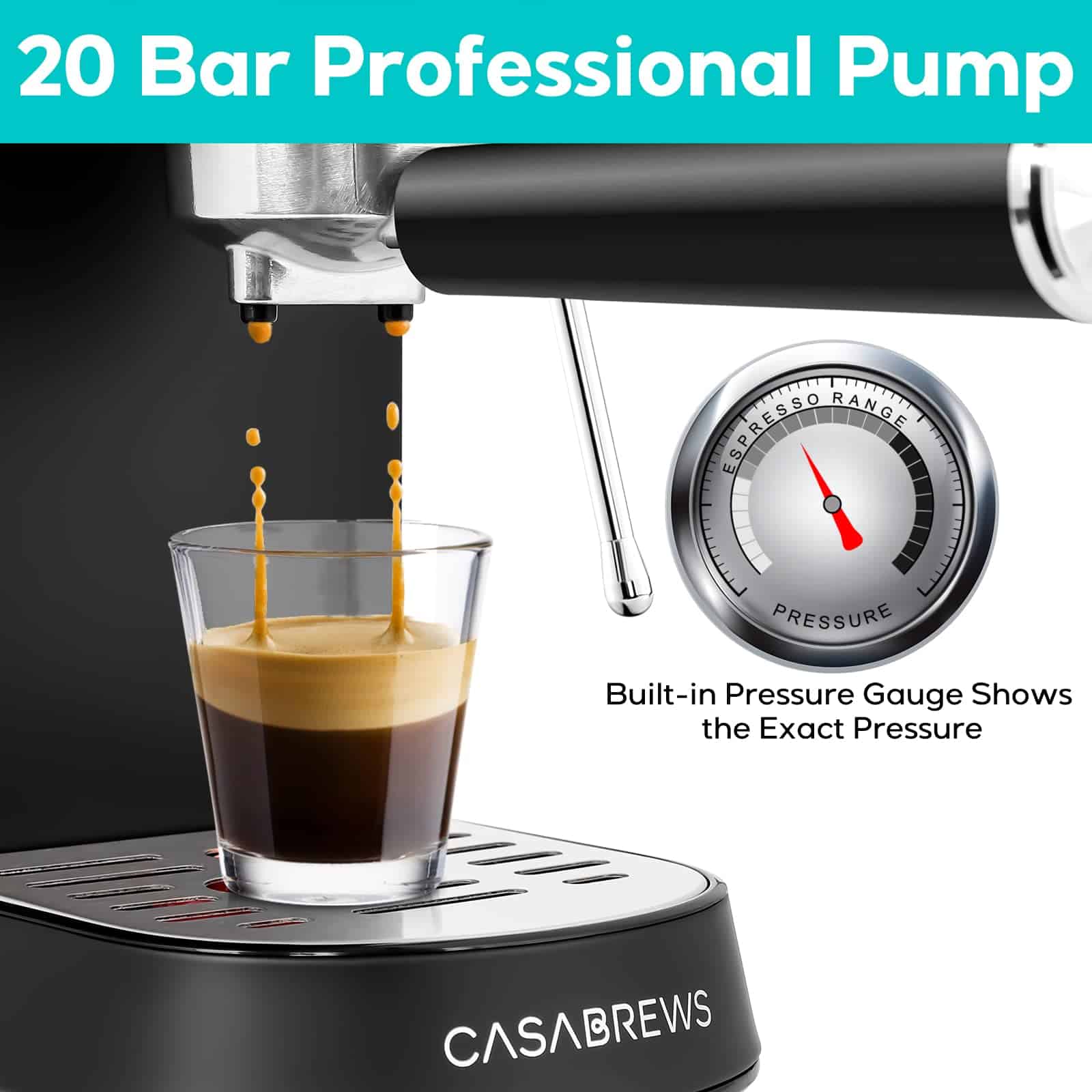 Cafetera Espresso CASABREWS 20 BAR Regalo Navidad -Negro - Image 4