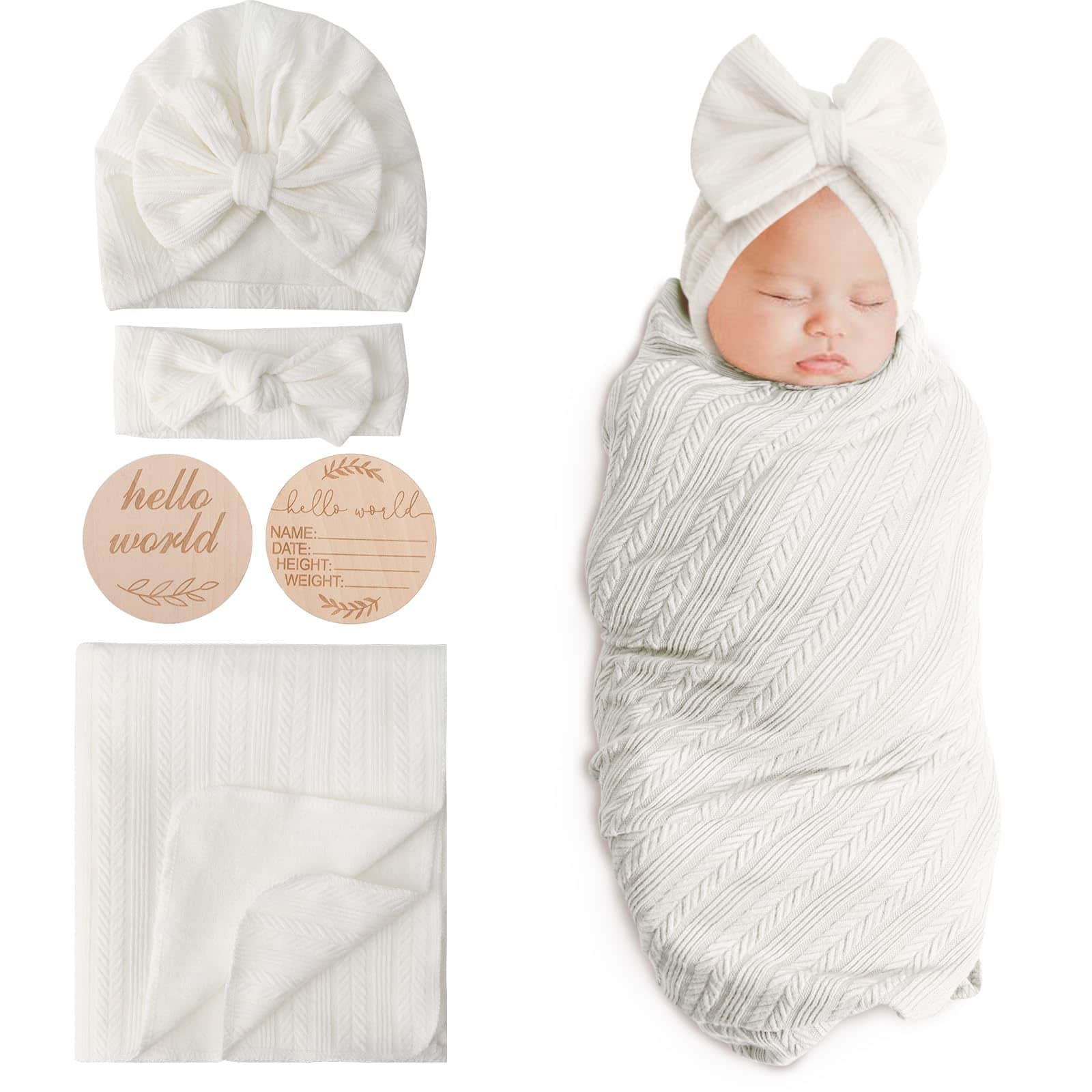DRESHOW BQUBO Mantas de Envoltura para Bebés -Blanco