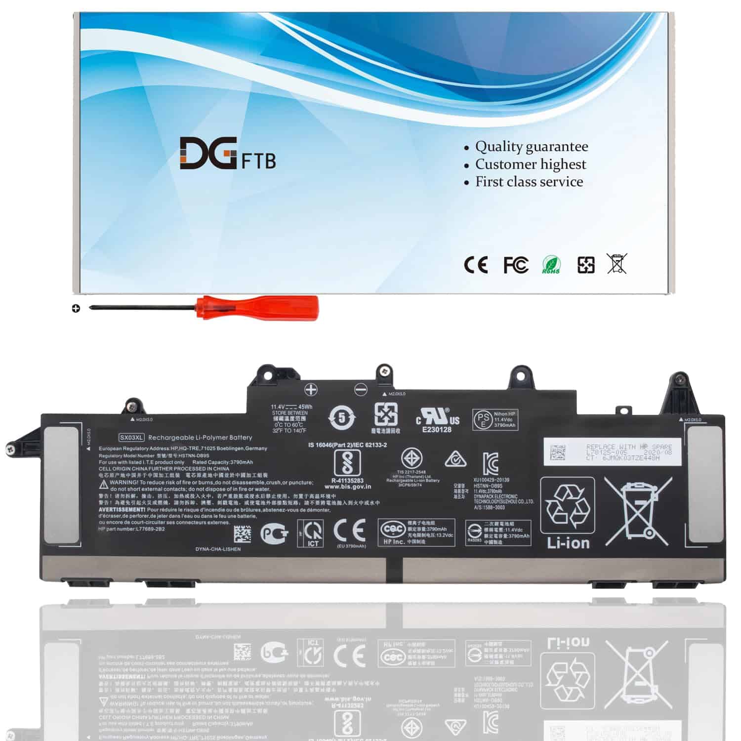 Batería para Laptop DGFTB SX03XL 45Wh para HP ProBook x360