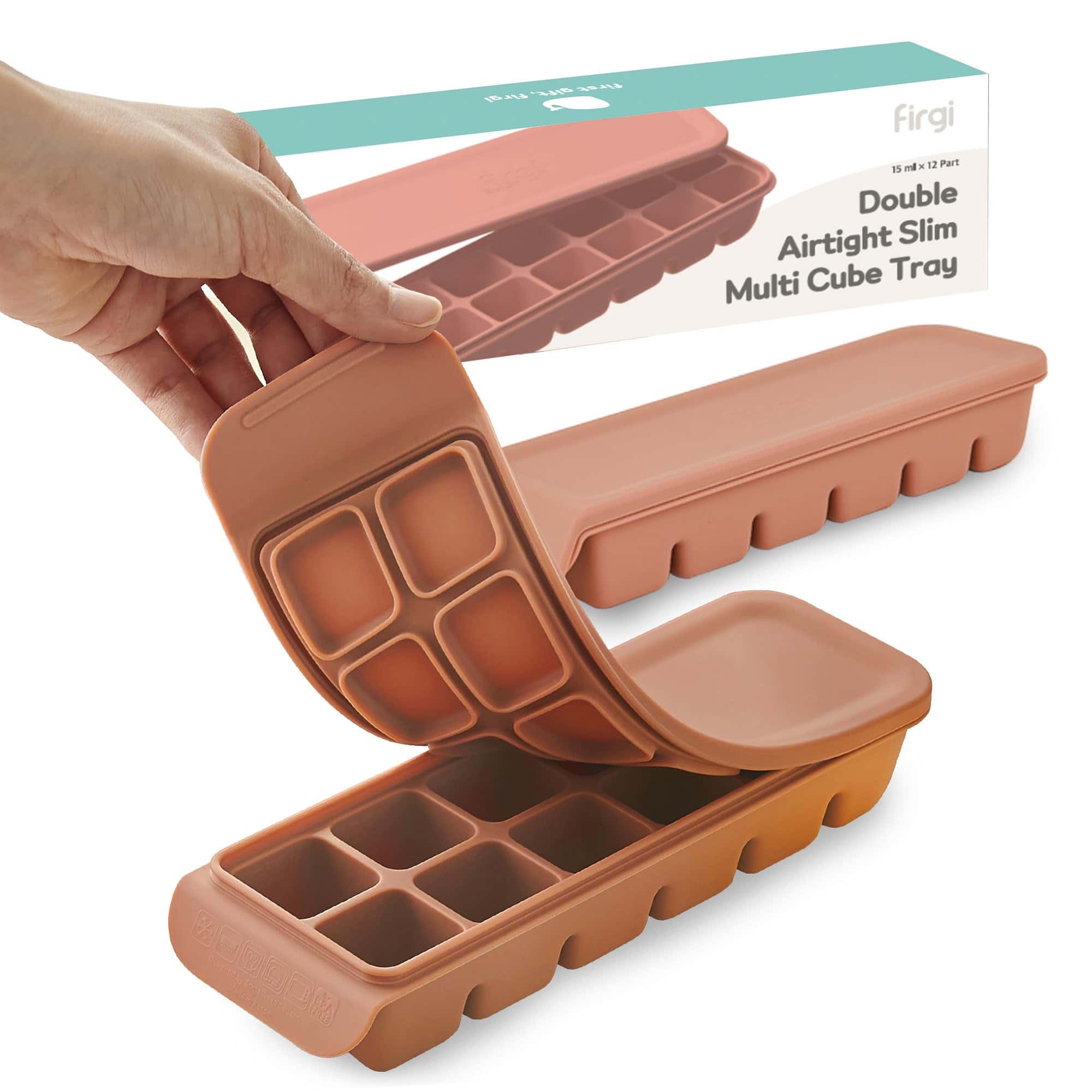 Bandejitas de congelador de silicona Firgi con tapa, 0.7 oz