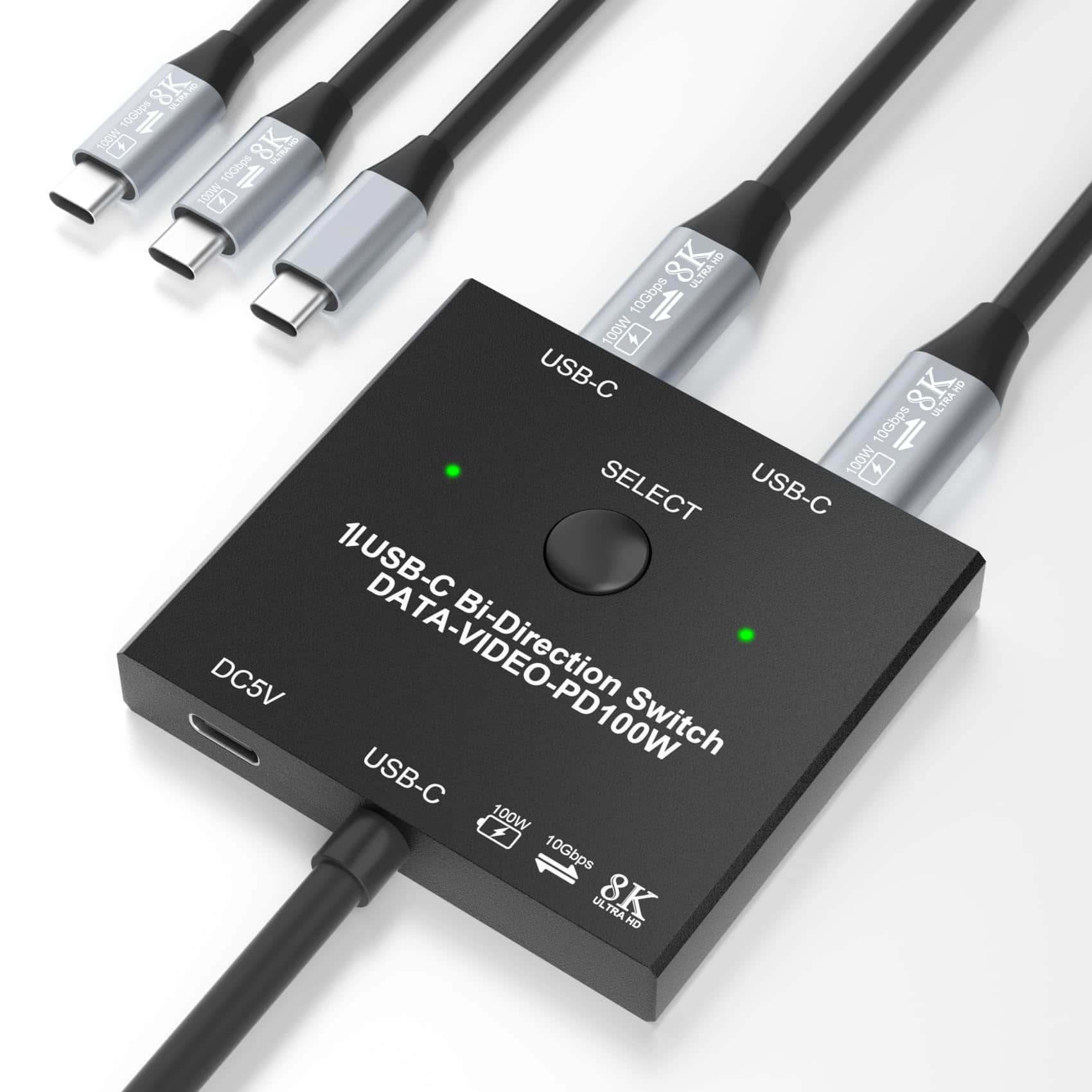 Interruptor USB C de 8K, Conmutador USB C para 2