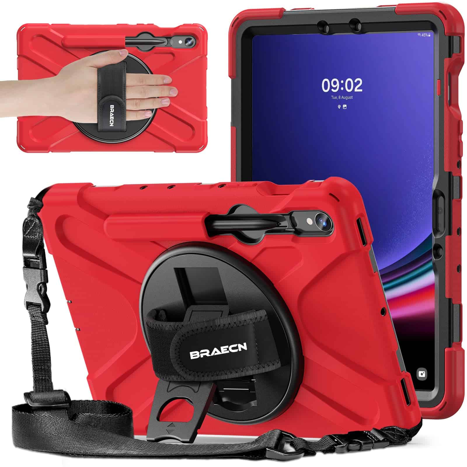 Funda BRAECN para Samsung Galaxy Tab S10 FE/ S9 -Rojo