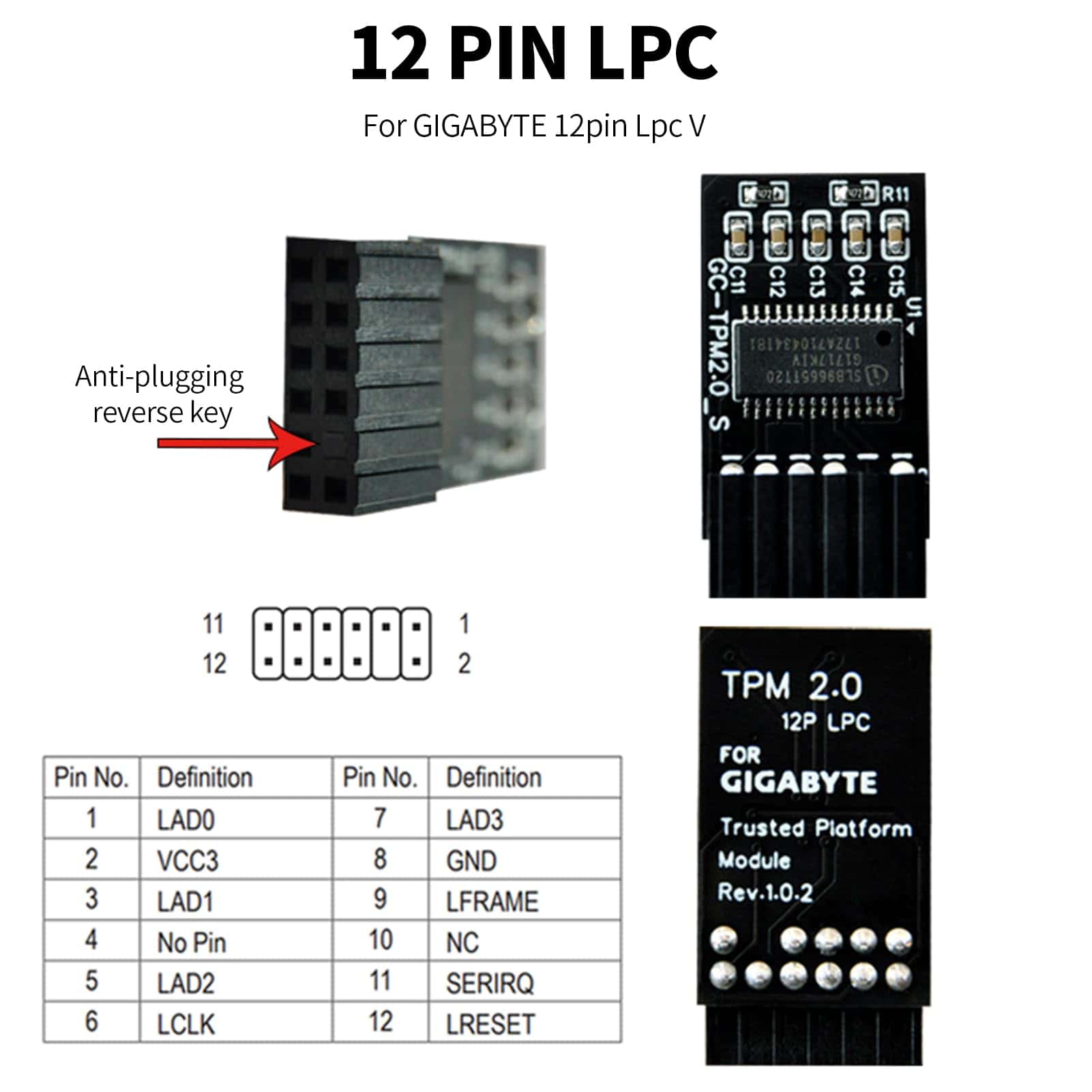 Módulo TPM2.0 LPC 12Pin con Infineon SLB9665 Windows 11 - Image 3