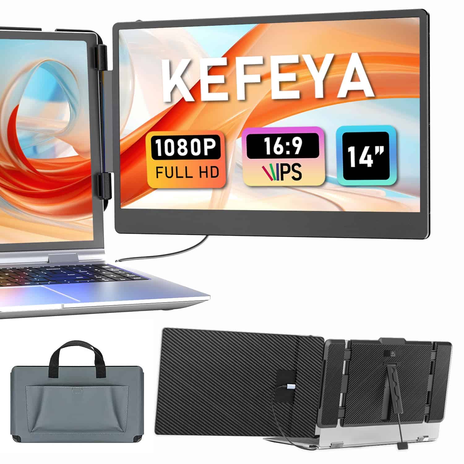 Monitor KEFEYA Portátil 14" 1920x1080P 60Hz USB-C HDMI