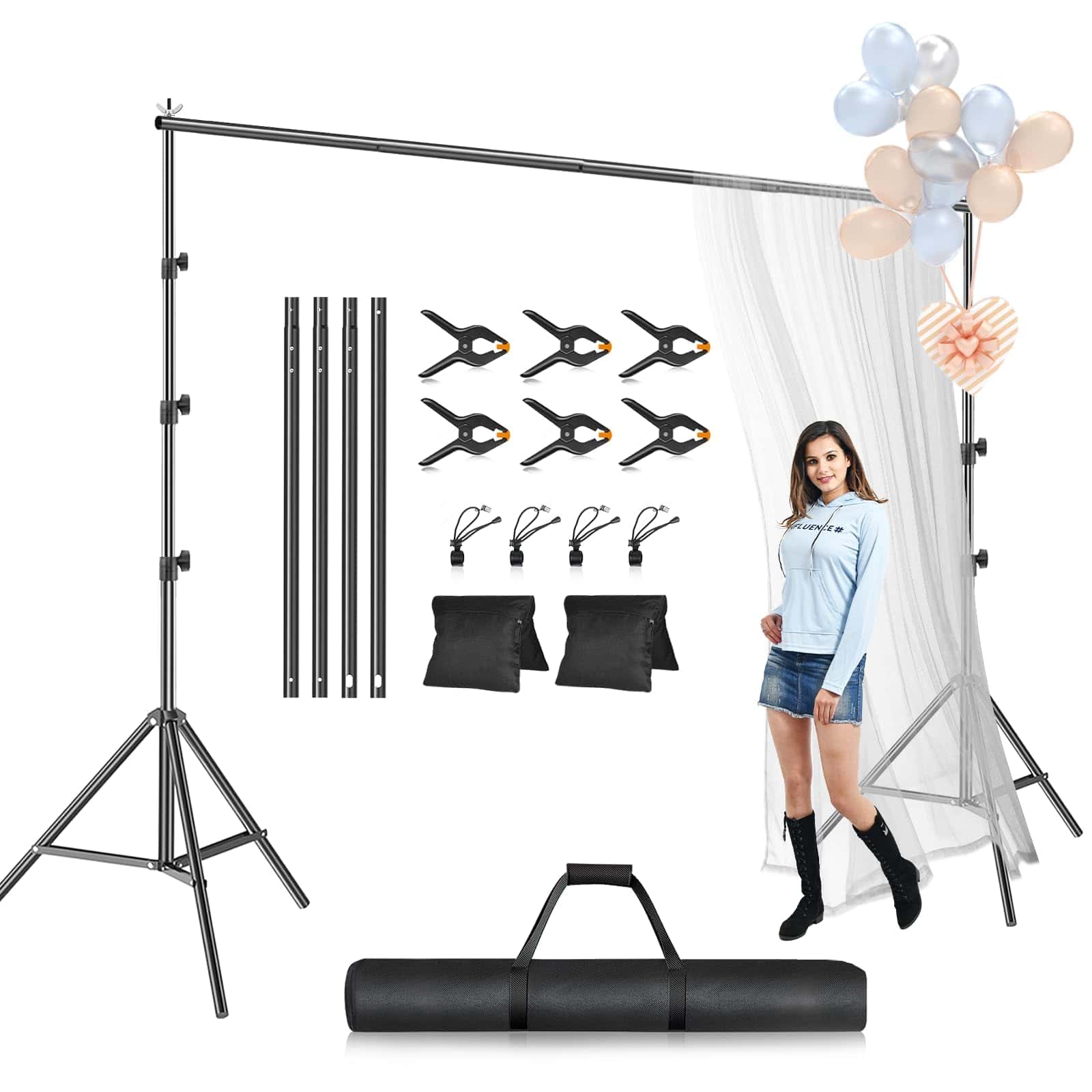 Kit de Soporte para Fondos de Foto EMART, 7.8 x 10 ft Marco