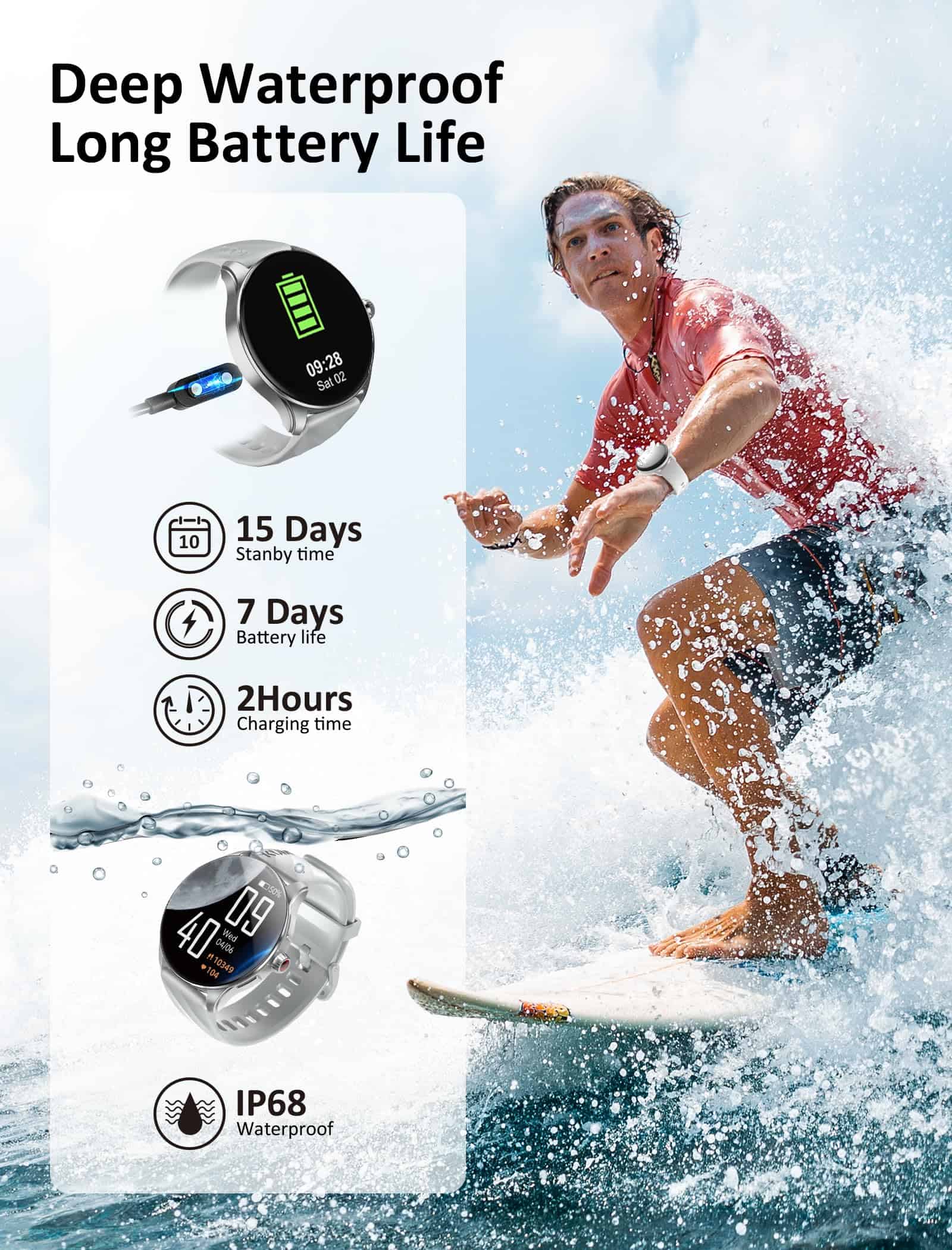 Kumi Smart Watches para Hombres, Smartwatch AMOLED de 1.43" - Image 7
