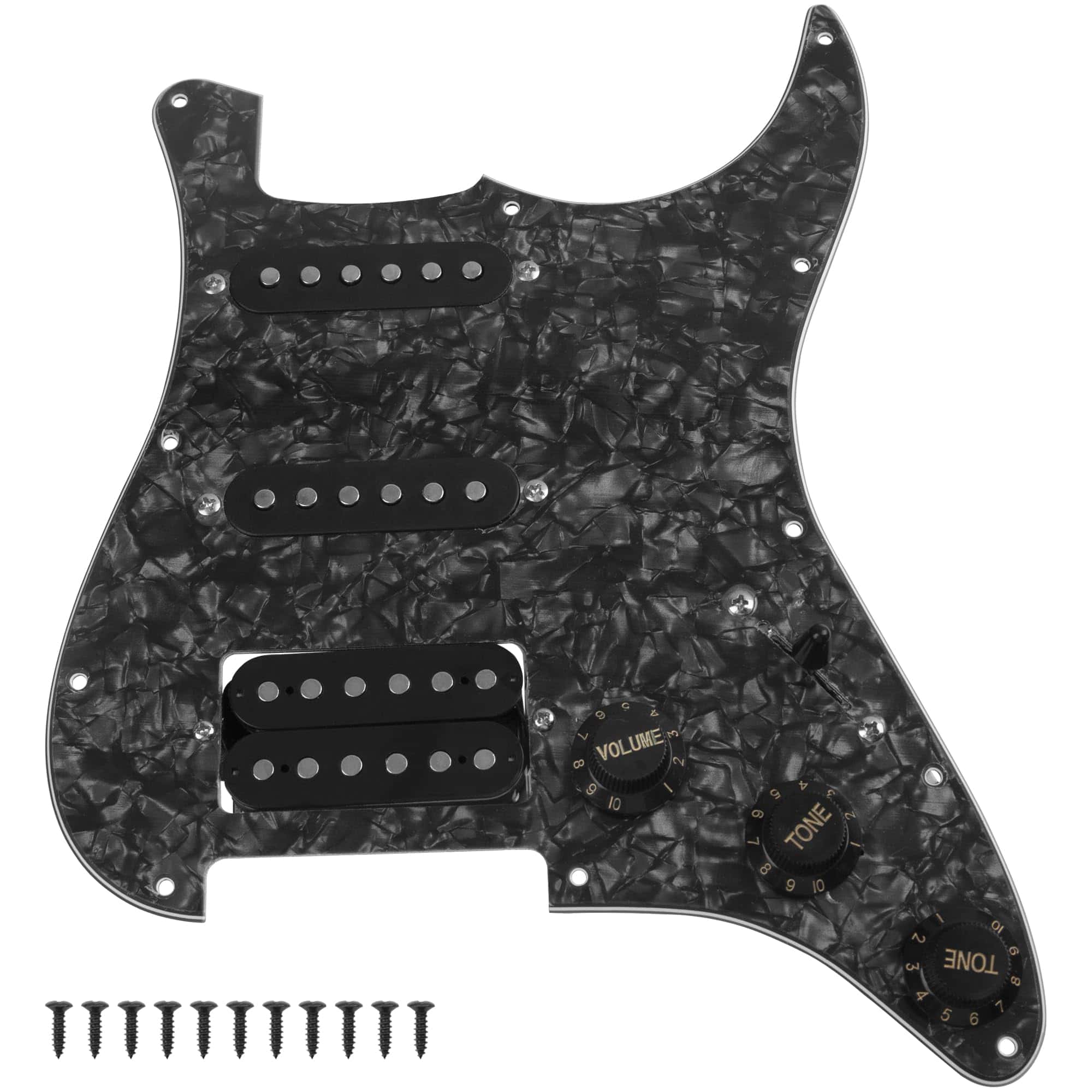 Yootones 11-Hole 3-Ply SSS Prewired Loaded -Negro
