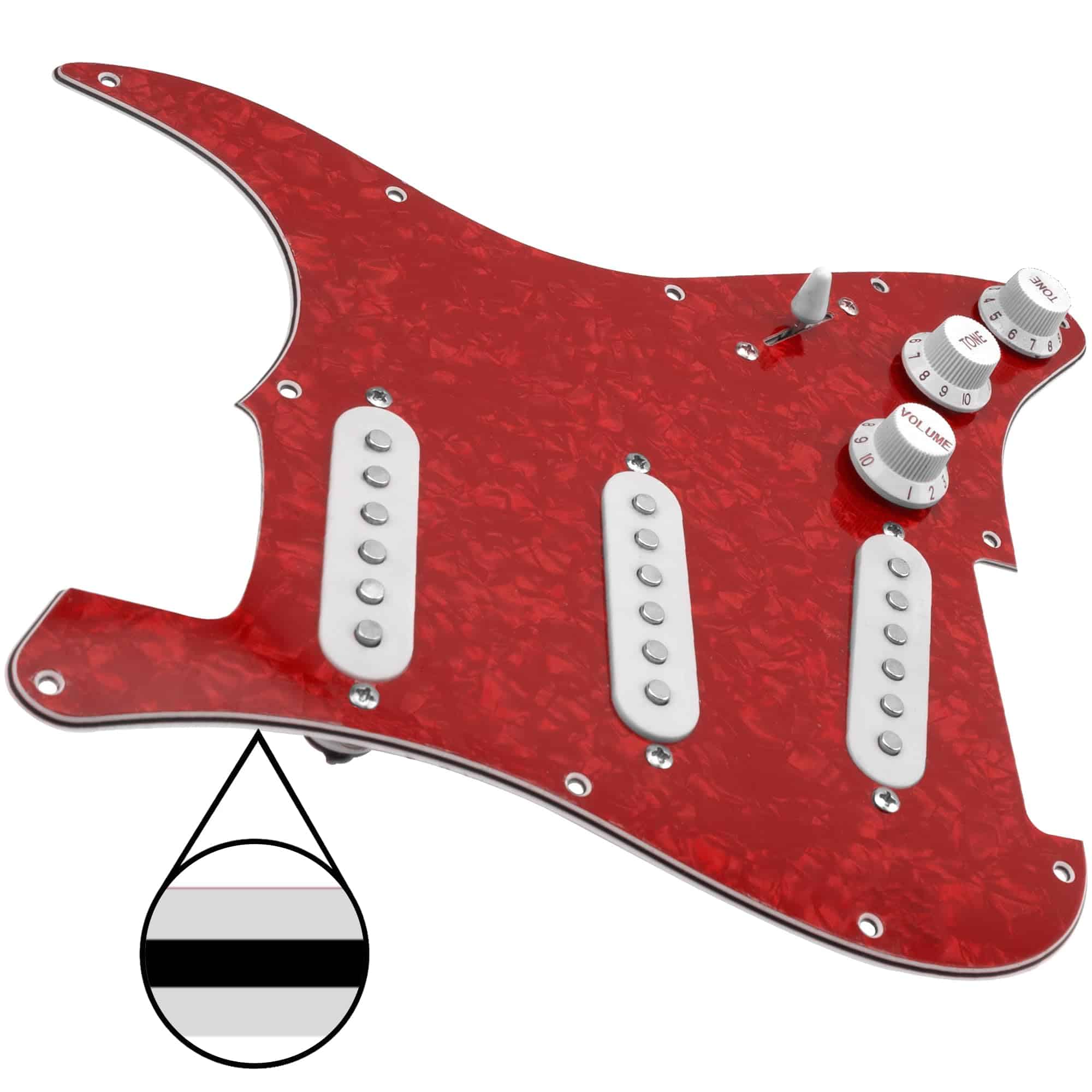 Yootones 11-Hole 3-Ply SSS Prewired Loaded -Rojo Perla - Imagen 4
