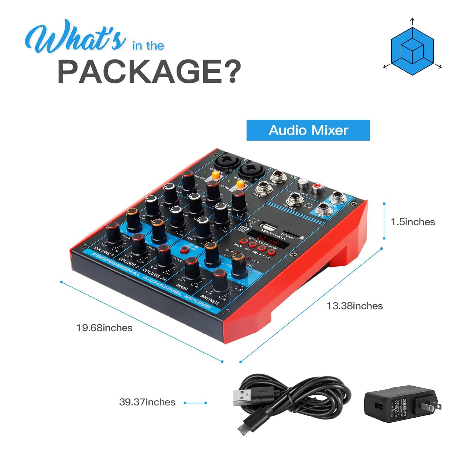 Mezclador de Audio de 4 Canales Consola Portátil Mini con - Image 9