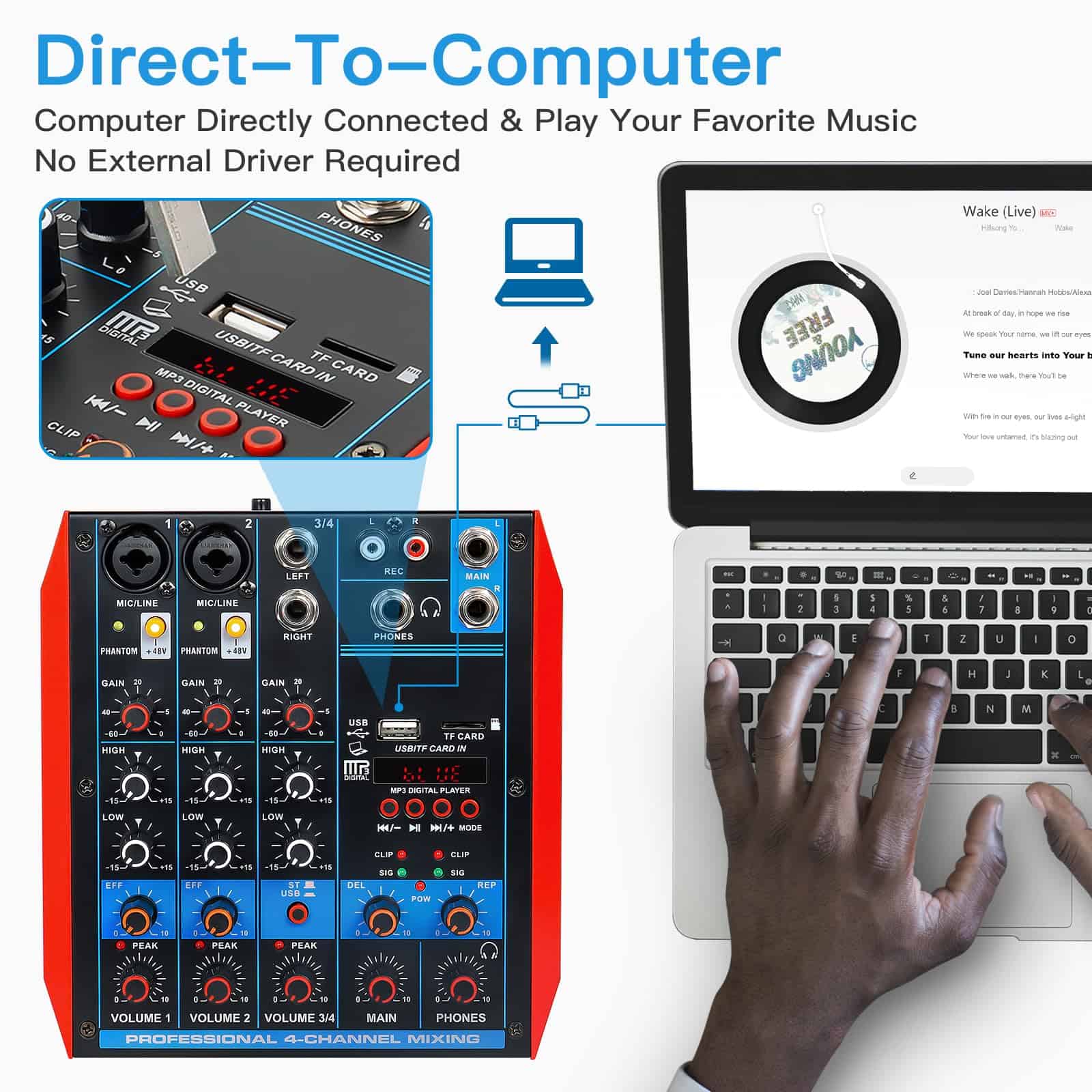 Mezclador de Audio de 4 Canales Consola Portátil Mini con - Image 8