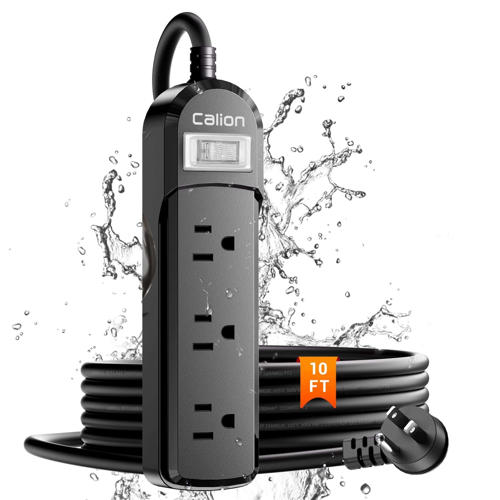 Calionltd IPX6 Tira de Enchufes para Exteriores