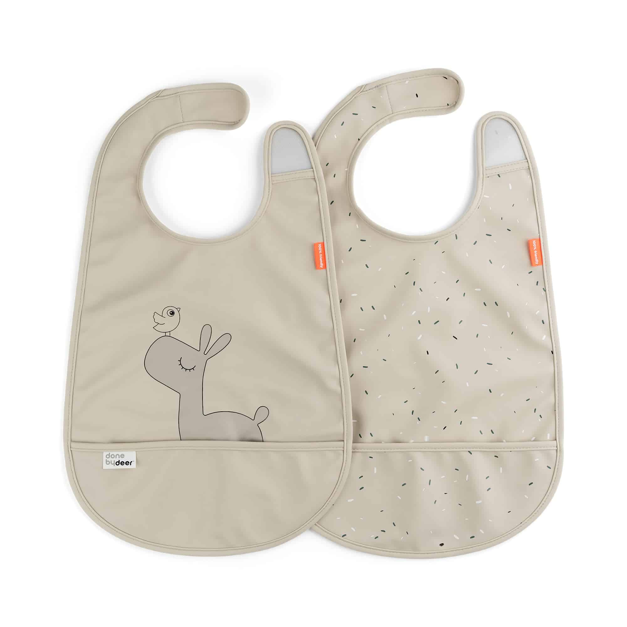 Paquete de 2 baberos Done by Deer Lalee Sand con velcro -