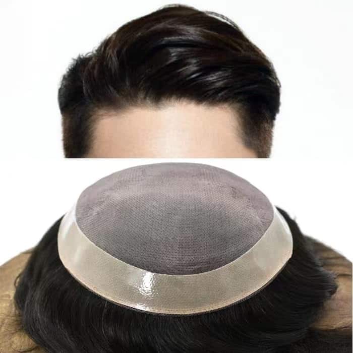 Tupé para Hombres de Pelo Real en Mono Fino con Piel de