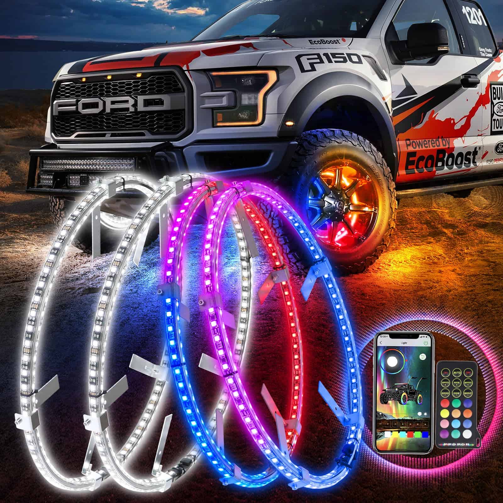 Luces de Aro de Rueda RGBW de 15.5 Pulgadas Beatto - Color