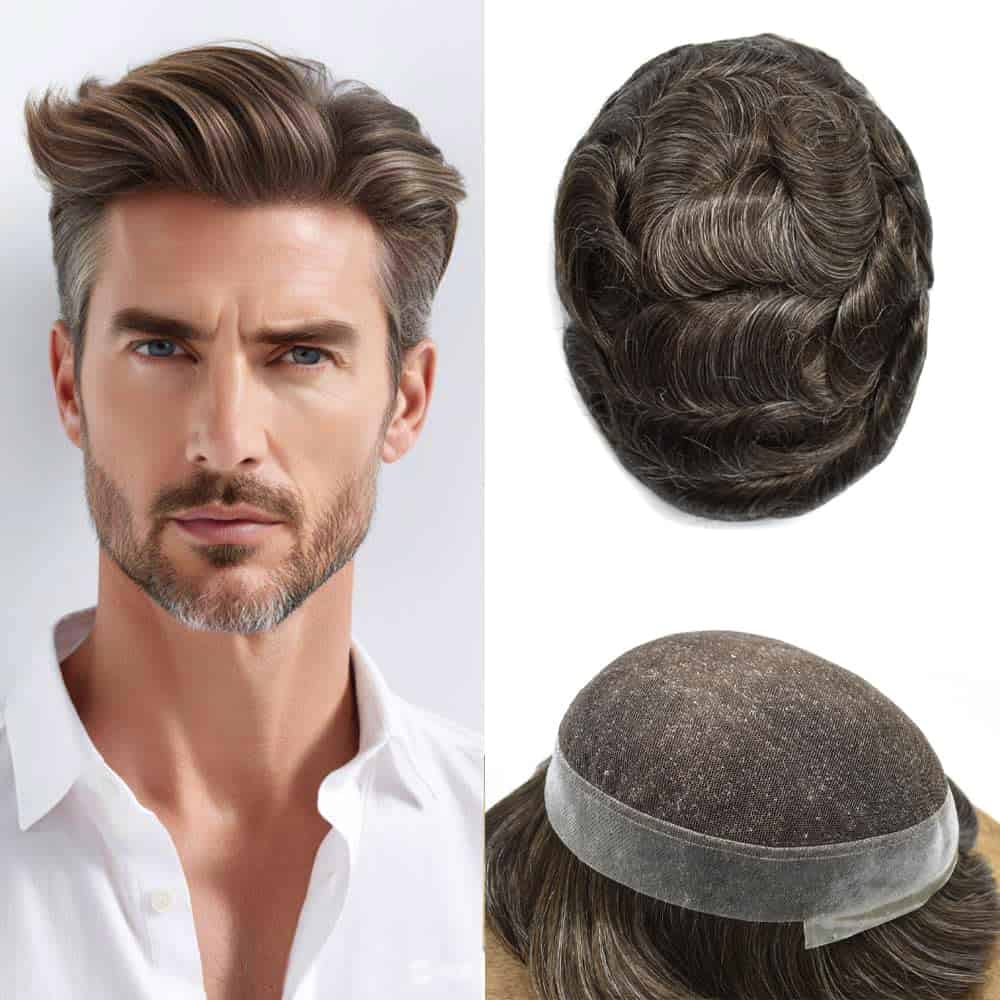 Toupee para Hombres Pelucas de Encaje para el Centro