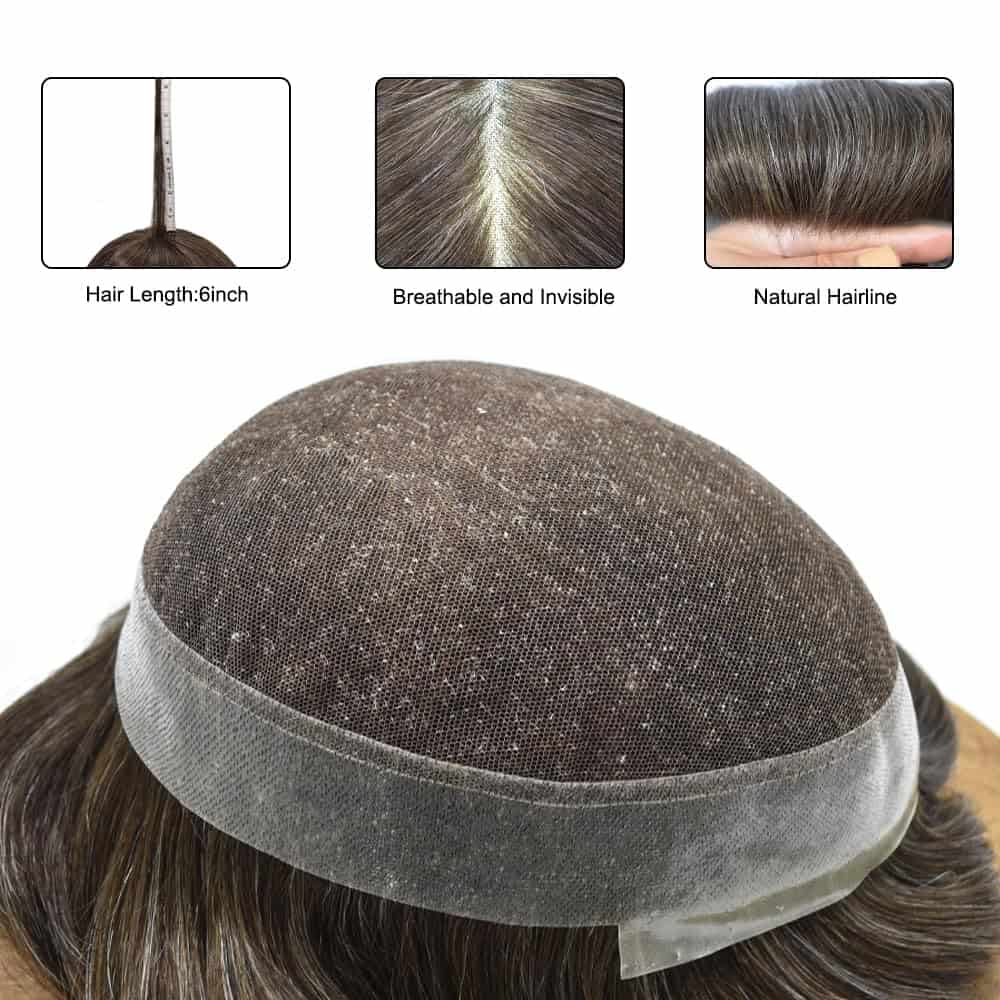 Toupee para Hombres Pelucas de Encaje para el Centro - Imagen 6