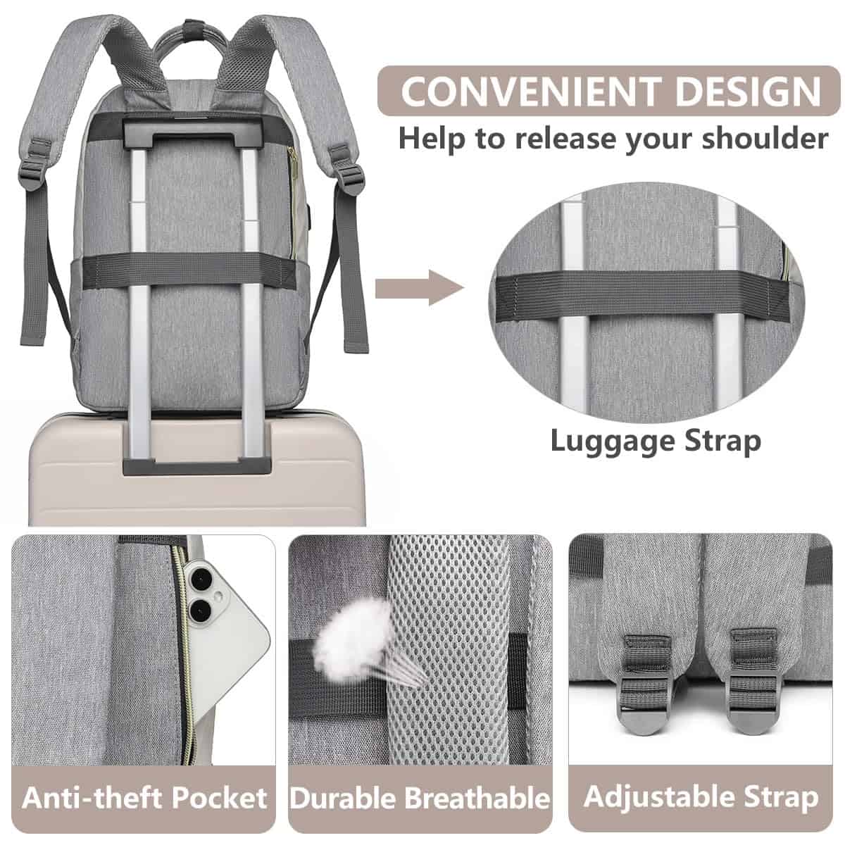 Mochila para Laptop Mujer - Mochila de Viaje con Cargador - Image 6