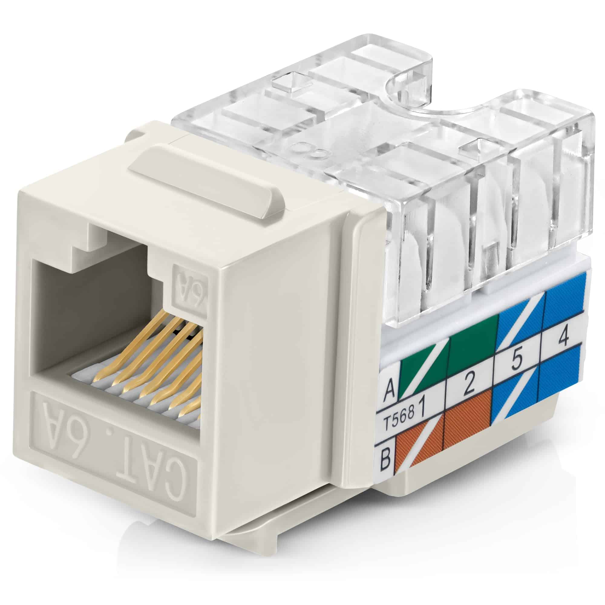 Conjunto de 10 tomacorrientes RJ45 Cat6A de 90� en Almendra