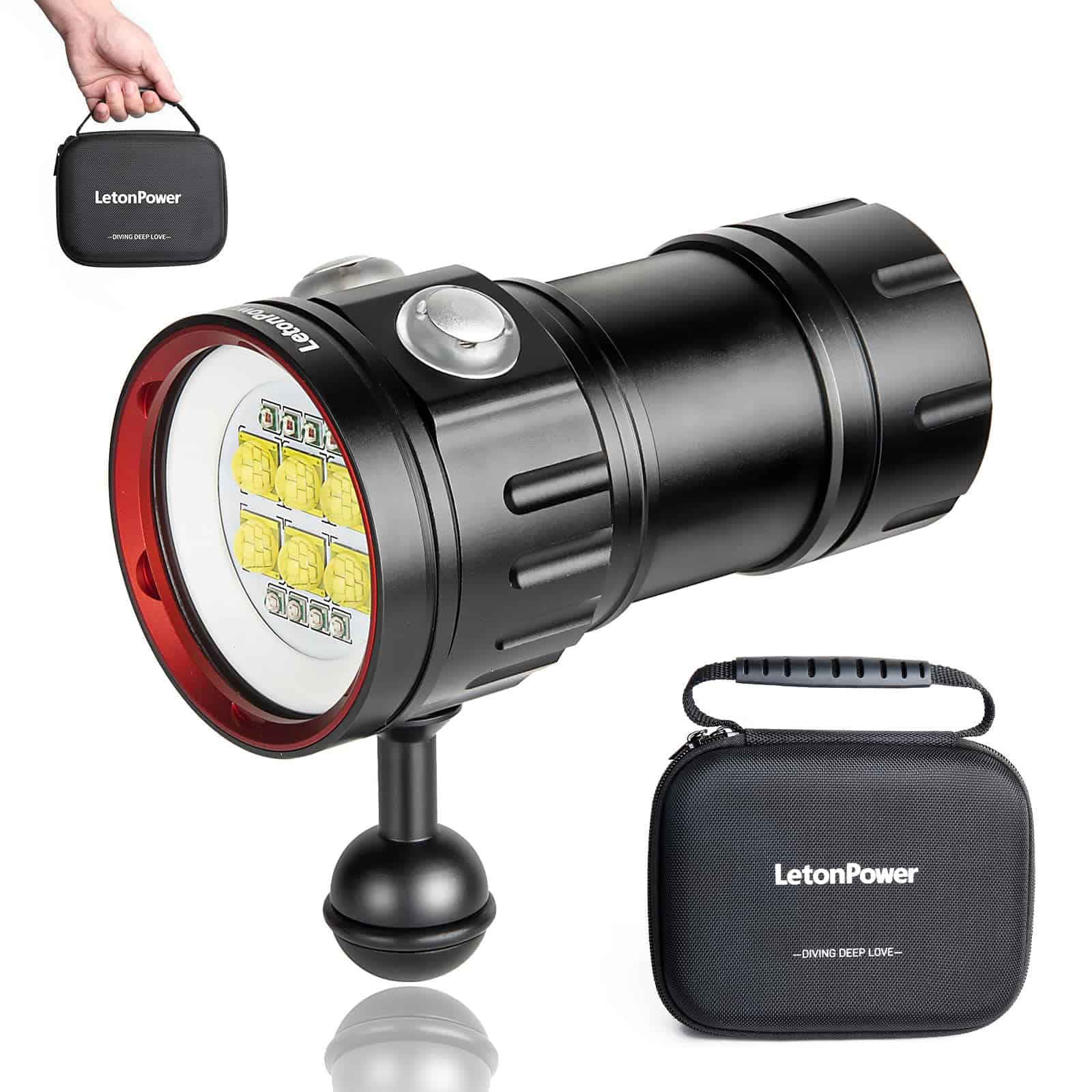 LetonPower B24 Linterna de Buceo Linterna Subacuática 9000