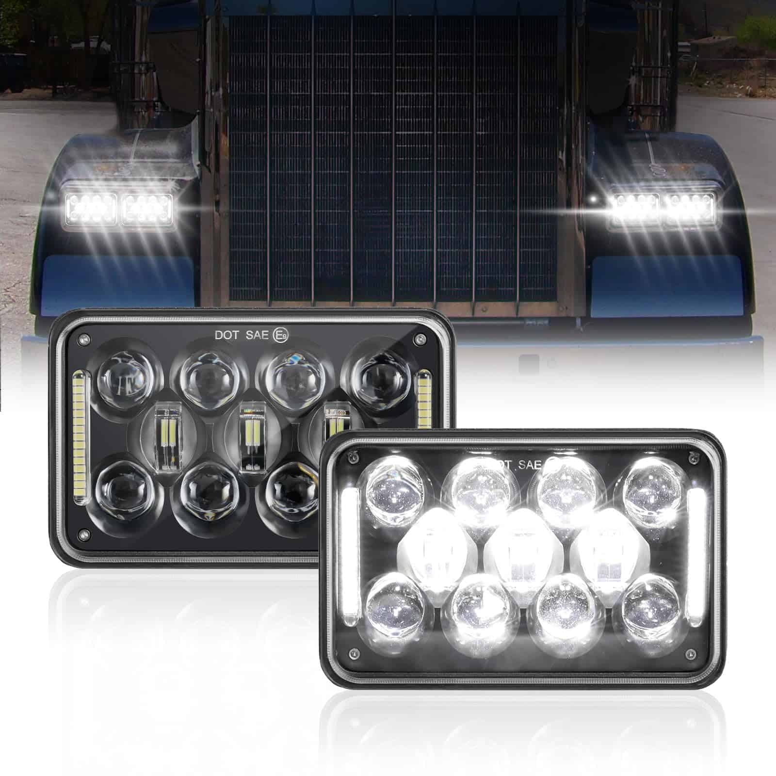 Faros LED Rectangulares Auxbeam 4x6 con DRL Alto Bajo