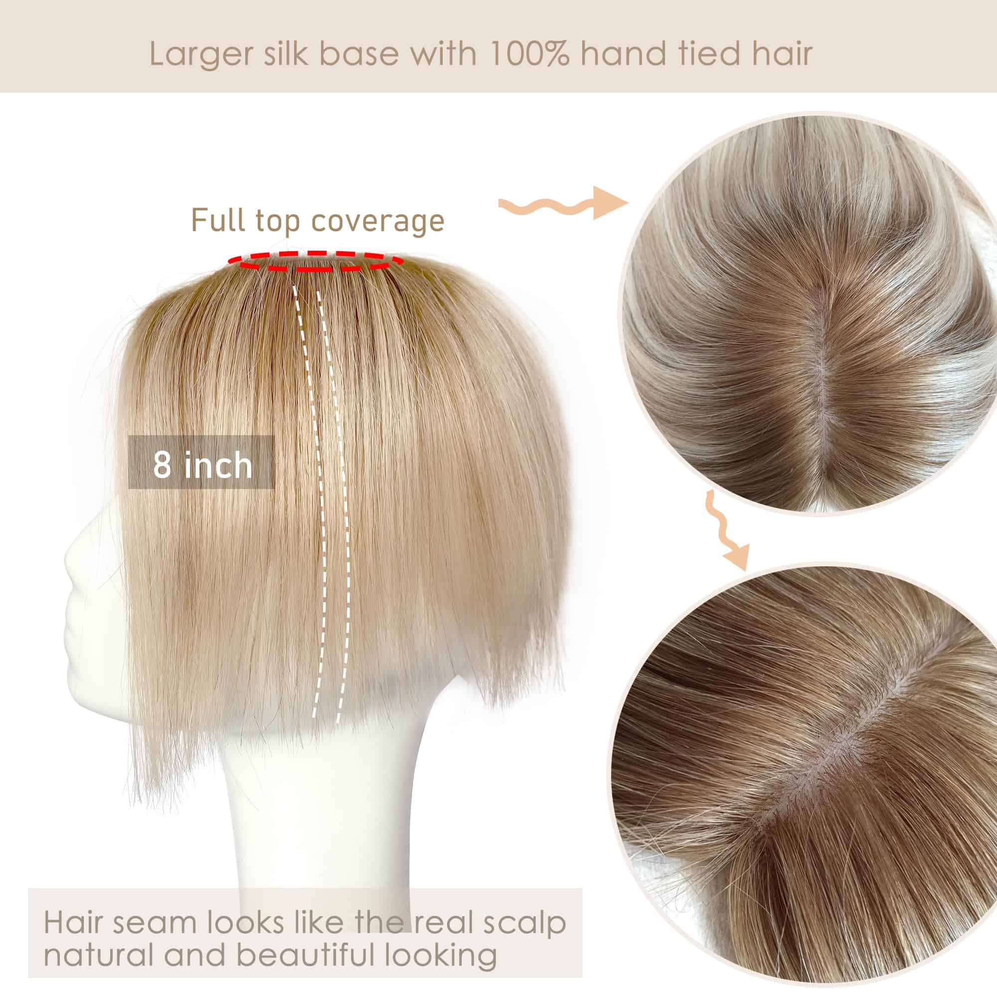 Alternative view of FQNing Tapa de Cabello Humano, Balayage Cabello Rubio Corto