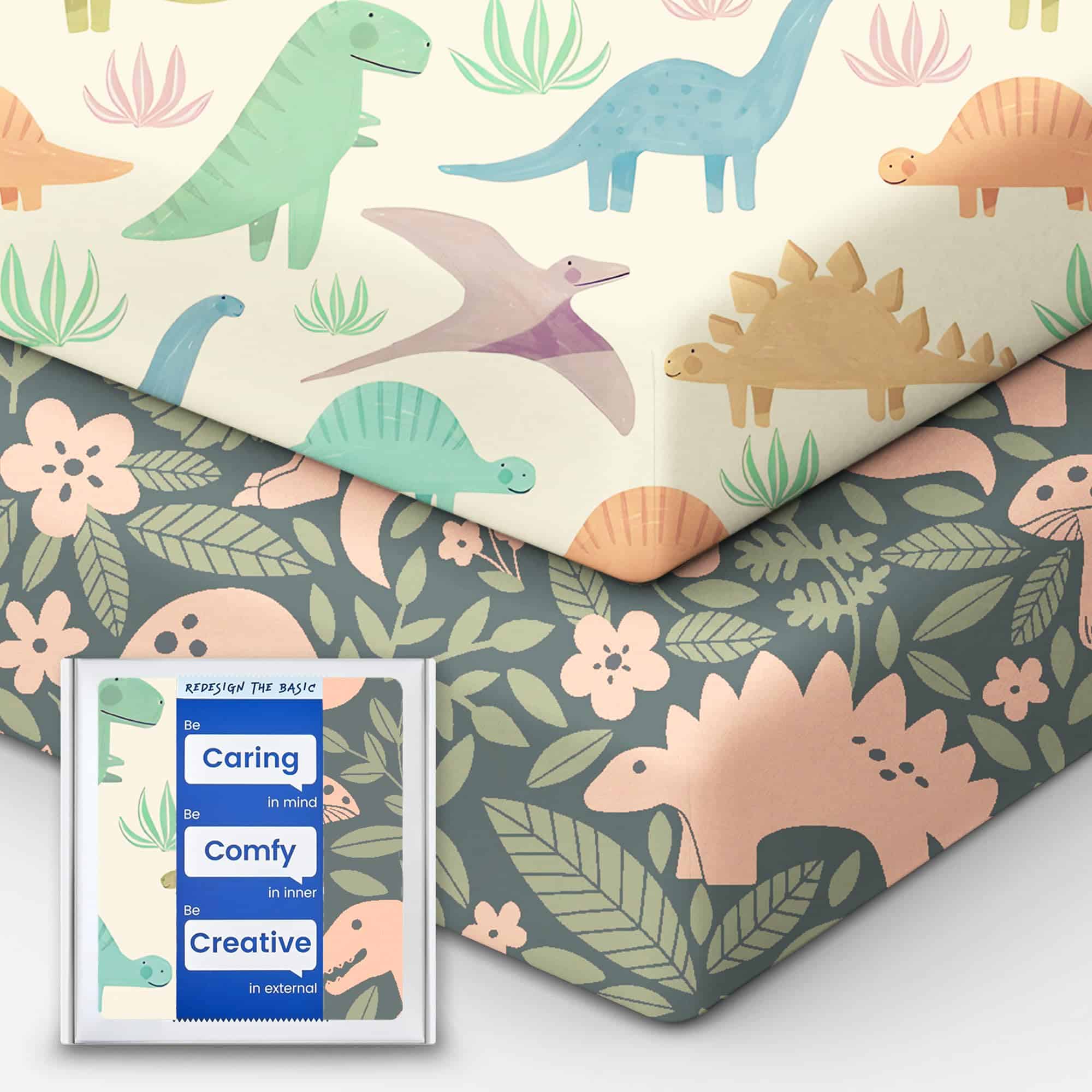 Sábanas de Cuna Dinosaurio para Niños, Sábana Ajustable