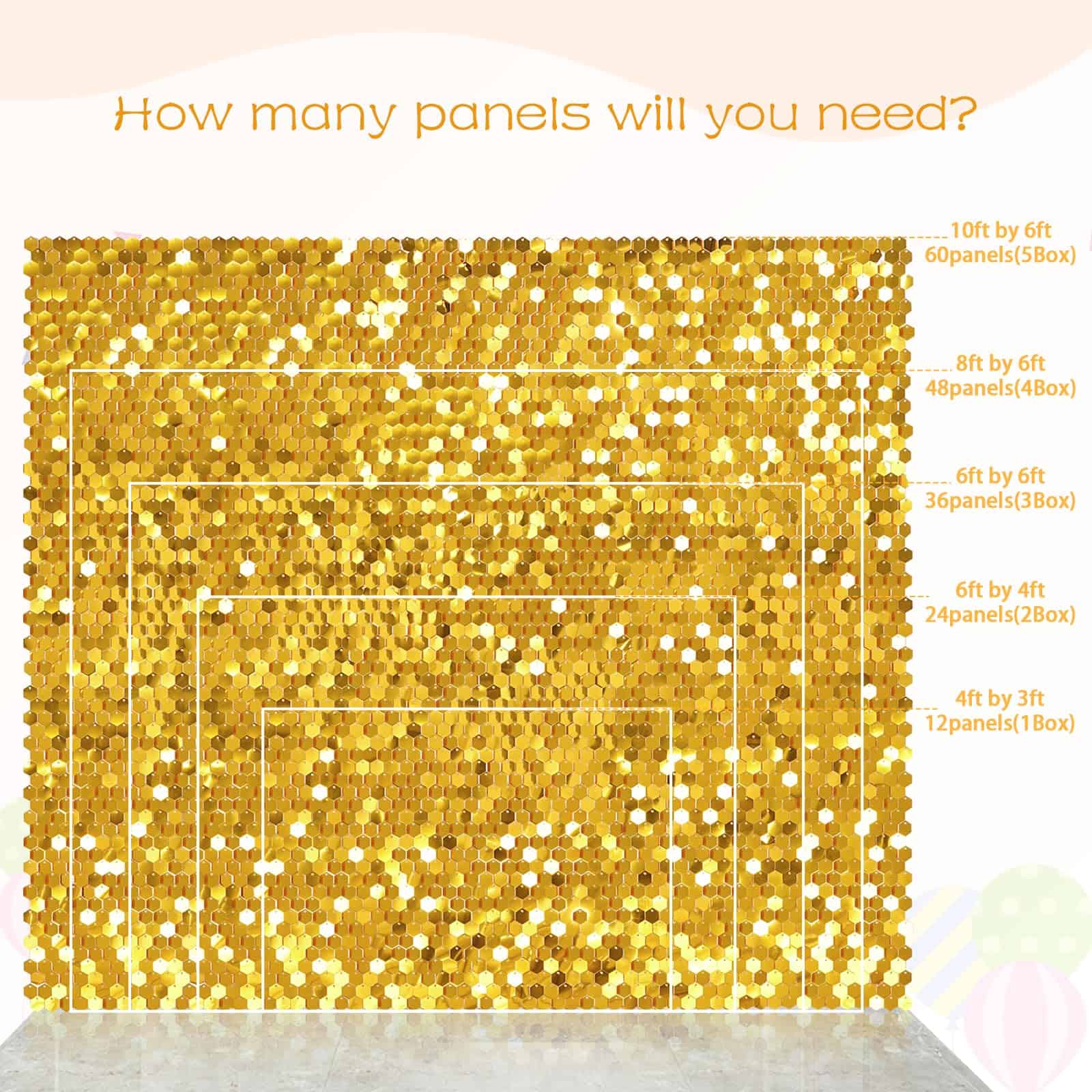 Fondo de Pared Brillante de Hexágono Dorado - 12 Paneles de - Image 6