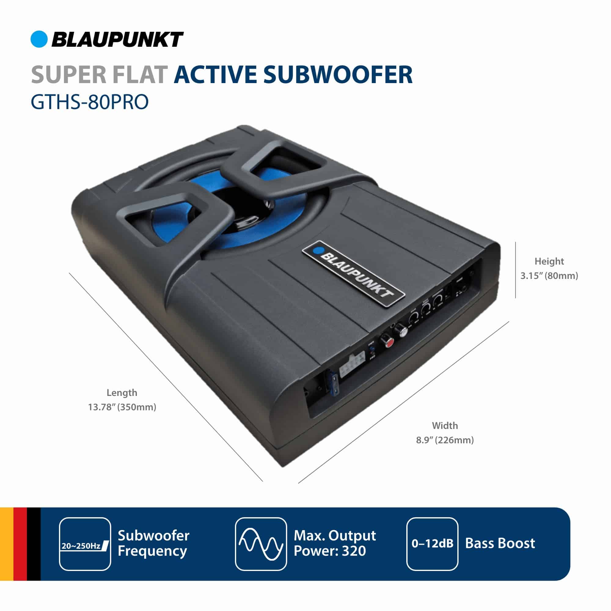 BLAUPUNKT GTHS-80PRO 8" Subwoofer Amplificado Compacto con - Image 3