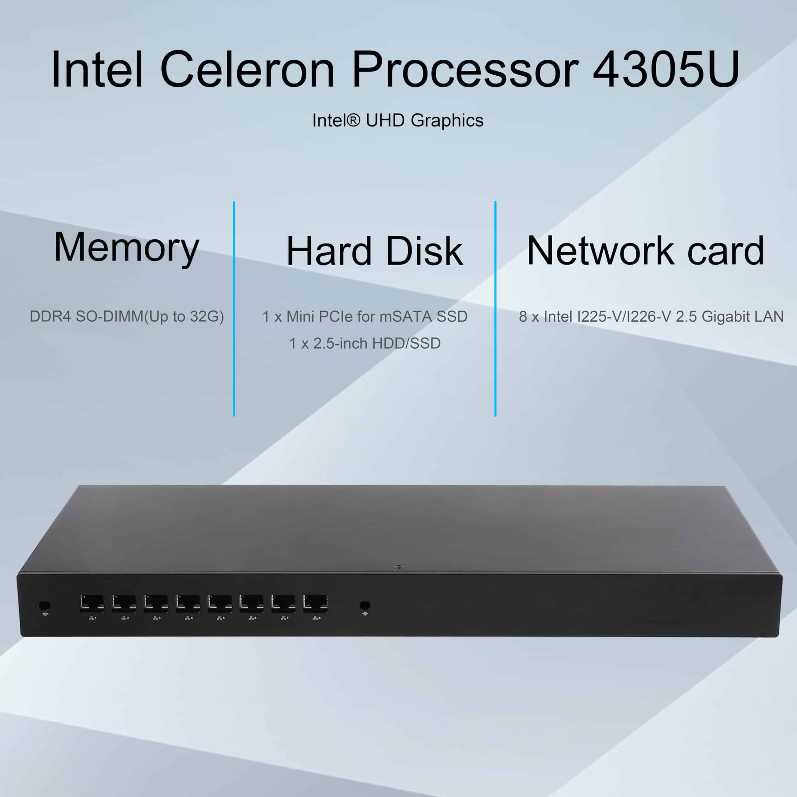 KETUOPU 1U Rack Mini PC Firewall Router K4305U8 con Celeron - Image 4