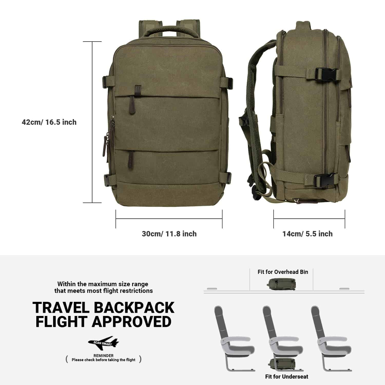 Mochila de Viaje de Lona KAUKKO, Gran Capacidad con - Image 3