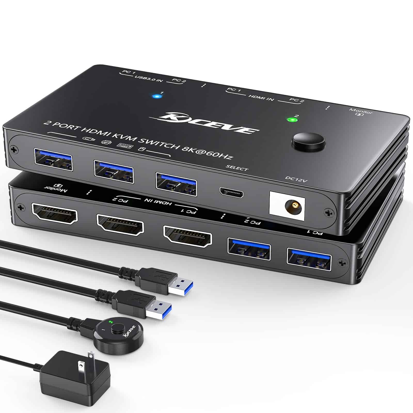 Switch KVM USB 3.0 HDMI 8K@60Hz con 3 Puertos USB 3.0 para